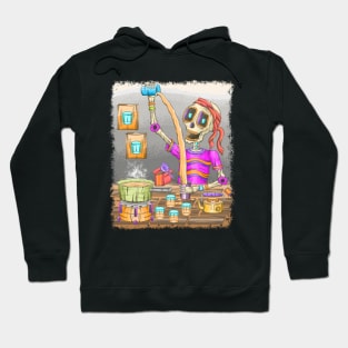 The Skeleton Teaman Hustle - Día De Los Muertos - India Nostalgia Hoodie